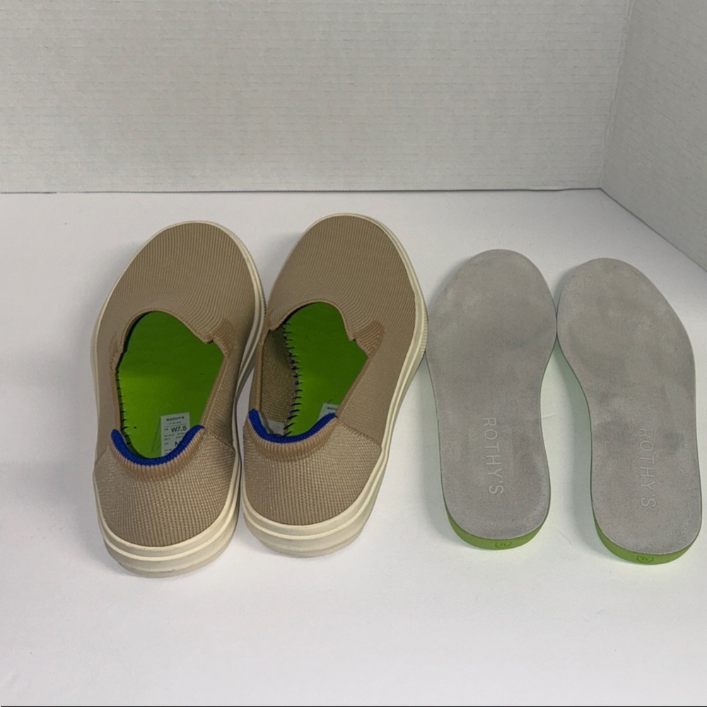Rothy's Beige Slip-On Sneakers with Blue Accent - Picture 16 of 16